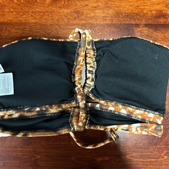 Bar lll Woman’s Swim Top M Brown/Cream Glam Cheetah Padding Adj Straps Stretch - Picture 8 of 9